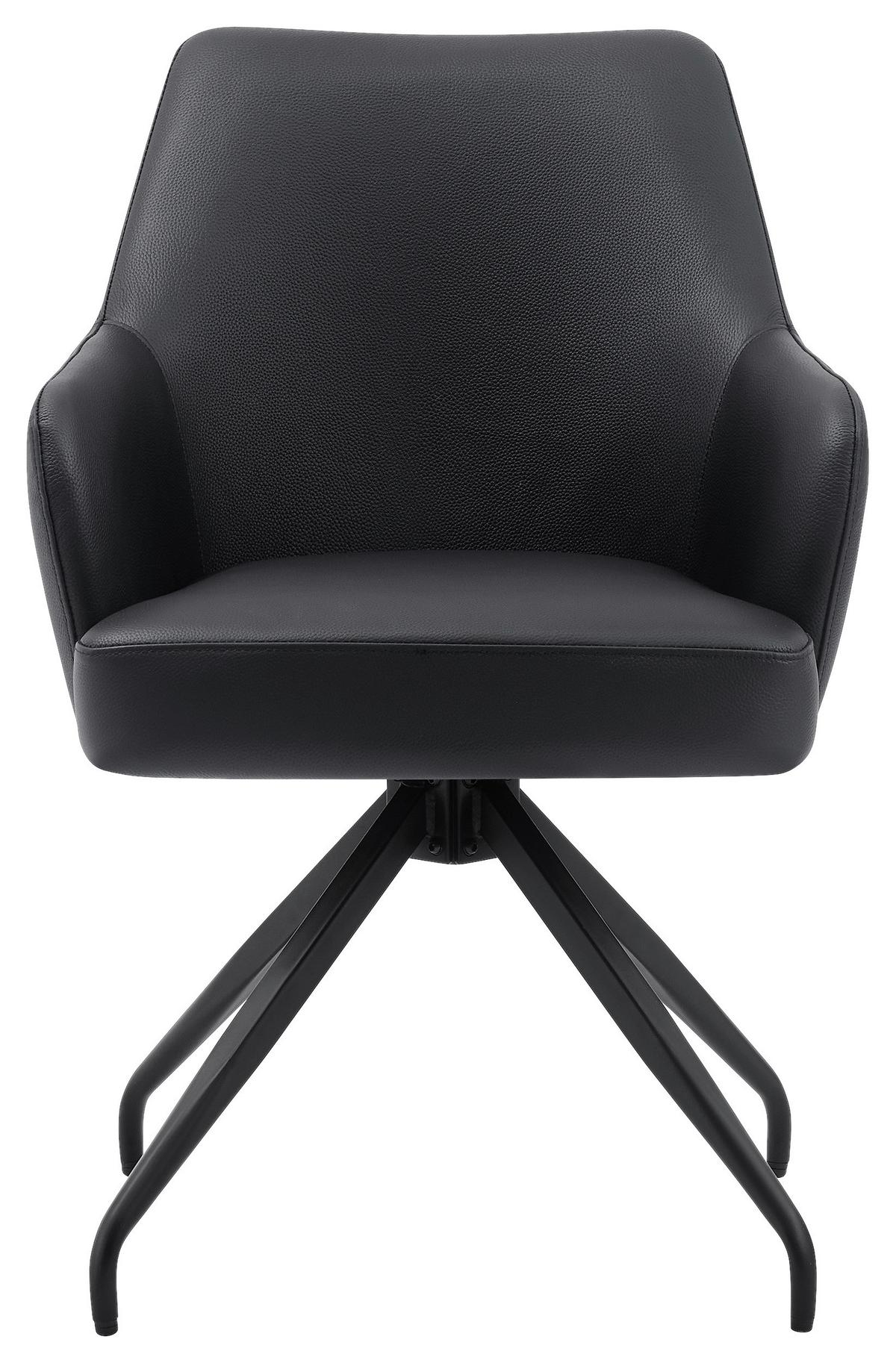 Armlehnstuhl Janette Schwarz B: 57,5 cm - Schwarz, MODERN, Leder/Holz (57,5/83,5/63cm) - Livetastic