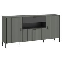 Sideboard Shirley Grau/Grün/Schwarz B: 173,2 cm - Schwarz/Grau, Design, Holzwerkstoff (173,2/84,8/40cm)