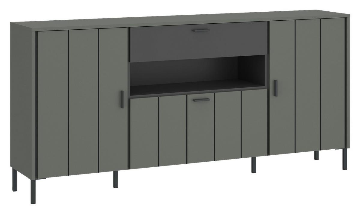 Tálalószekrény Shirley - fekete/szürke, Design, faalapú anyag (173,2/84,8/40cm)