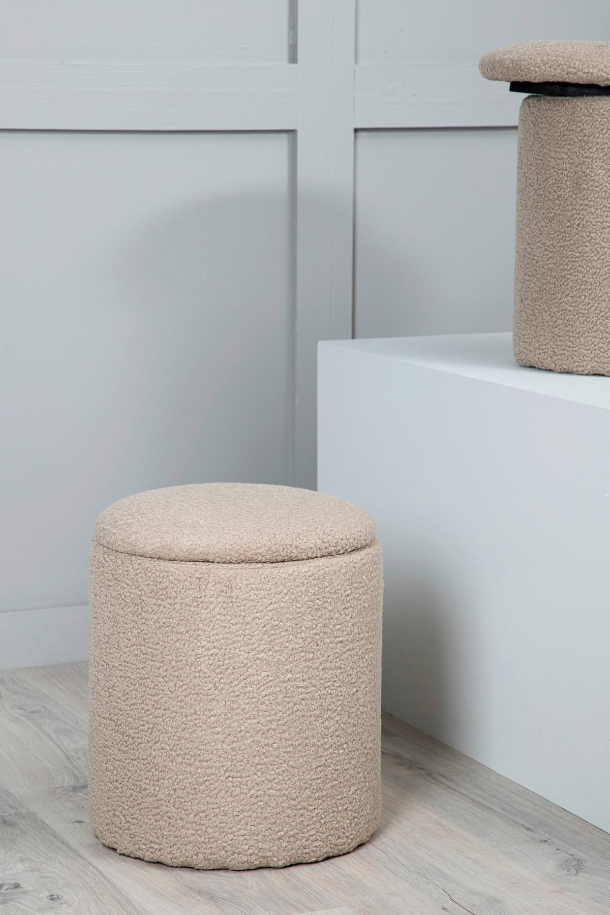 Pouf Limpen - Beige, Design, Textil (32/40/32cm) - Livetastic