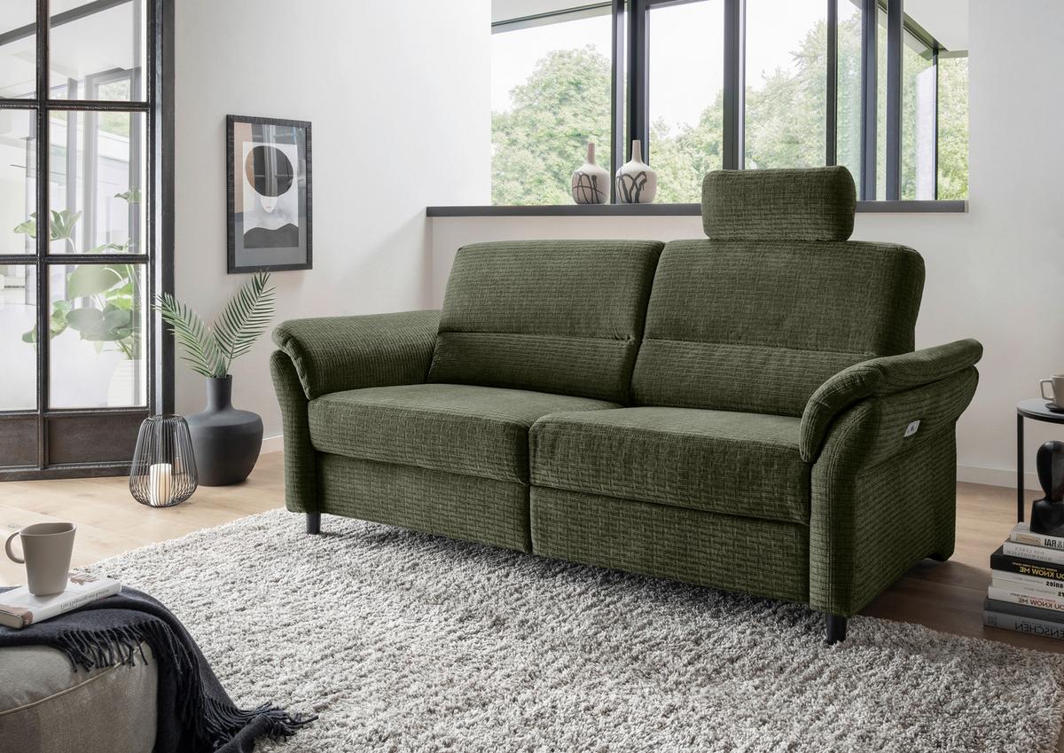 3-Sitzer-Sofa Cavoli, Olivgrün R B: 192 cm - Schwarz/Olivgrün, MODERN, Textil (192/90/89cm) - Livetastic