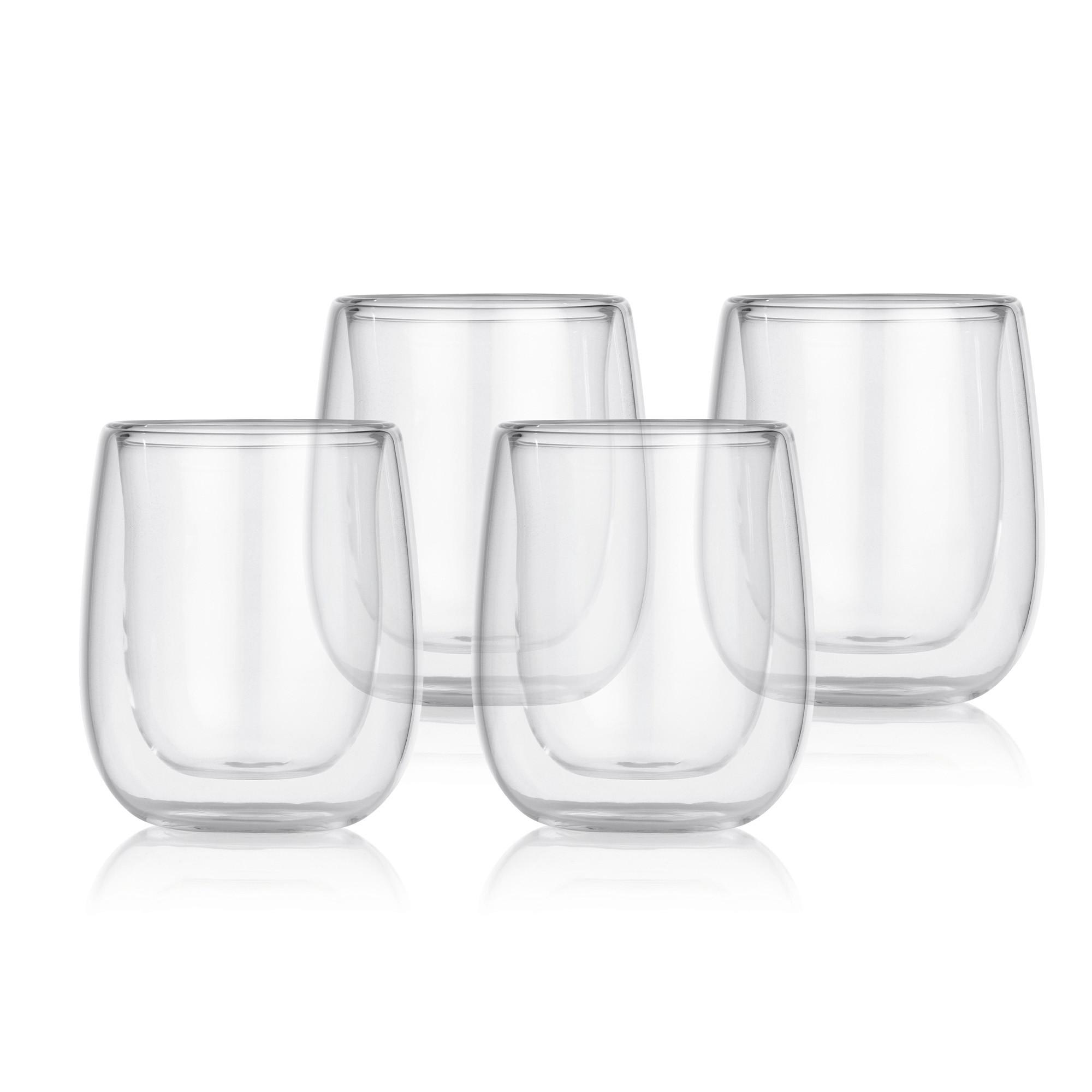 Gläser Doppelwandig, 4er-Set, Je ca. 80 ml - Transparent, Basics, Glas (5,5/6,5/7,5cm)