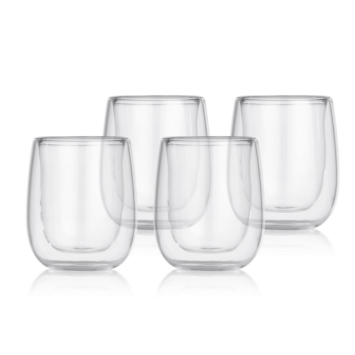 Gläser Doppelwandig, 4er-Set, Je ca. 80 ml - Transparent, Basics, Glas (5,5/6,5/7,5cm)