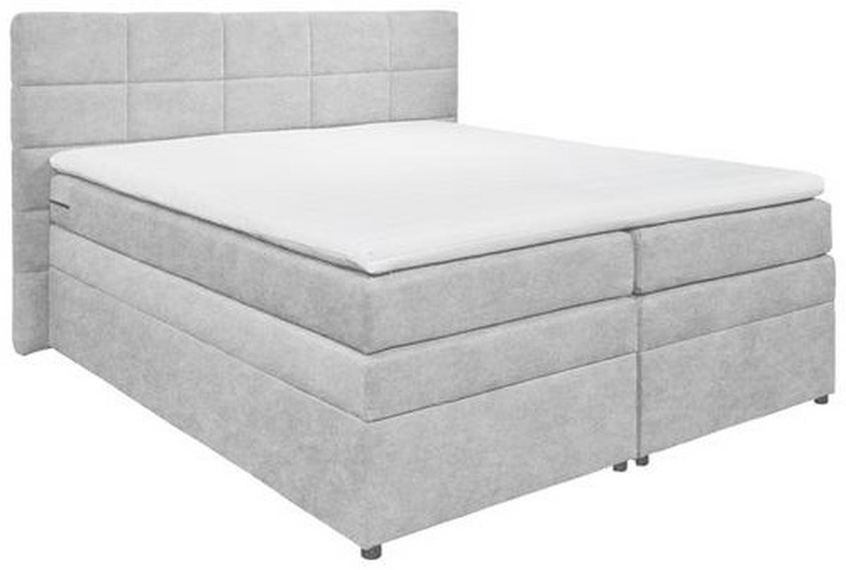 Boxspringbett Mit Topper & Bettkasten 180x200 Tacoma 3 - Silberfarben, KONVENTIONELL, Kunststoff/Textil (180/200cm) - MID.YOU