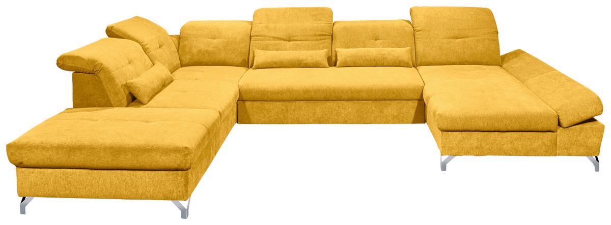 Ecksofa Melfi Gelb U: 245 Cm - Gelb/Silberfarben, MODERN, Textil (245/350/168cm) - MID.YOU