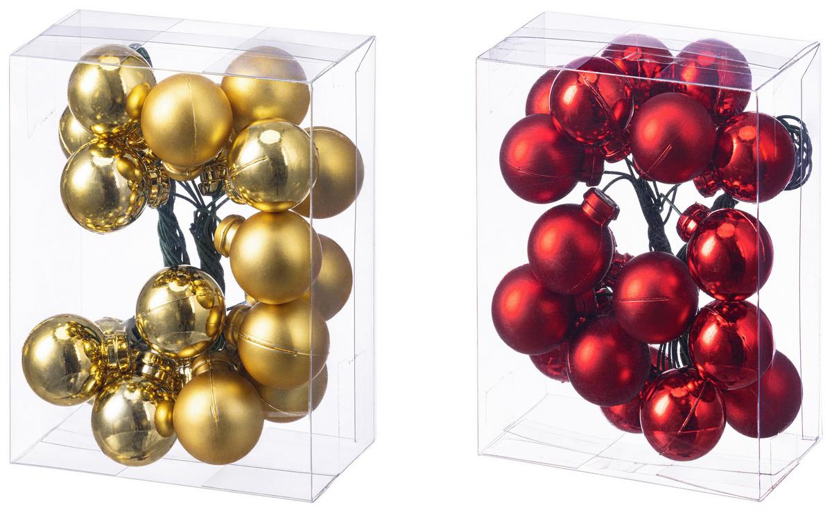 CHRISTBAUMKUGEL Neli, Rot/Goldfarben - Rot/Goldfarben, KONVENTIONELL, Kunststoff/Metall (2cm) - Luca Bessoni
