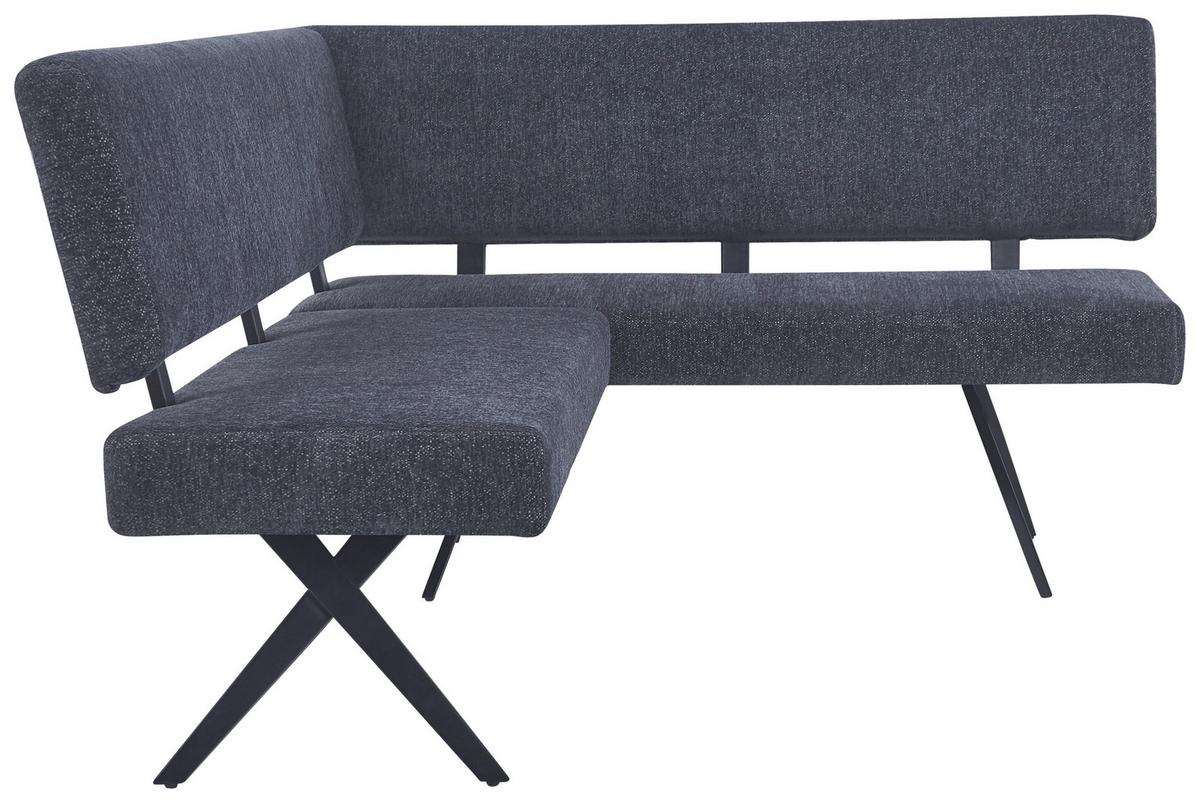 Eckbank Chios Leinenoptik Grau, S: 190x150cm - Dunkelgrau/Schwarz, KONVENTIONELL, Textil/Metall (190/150cm) - MID.YOU