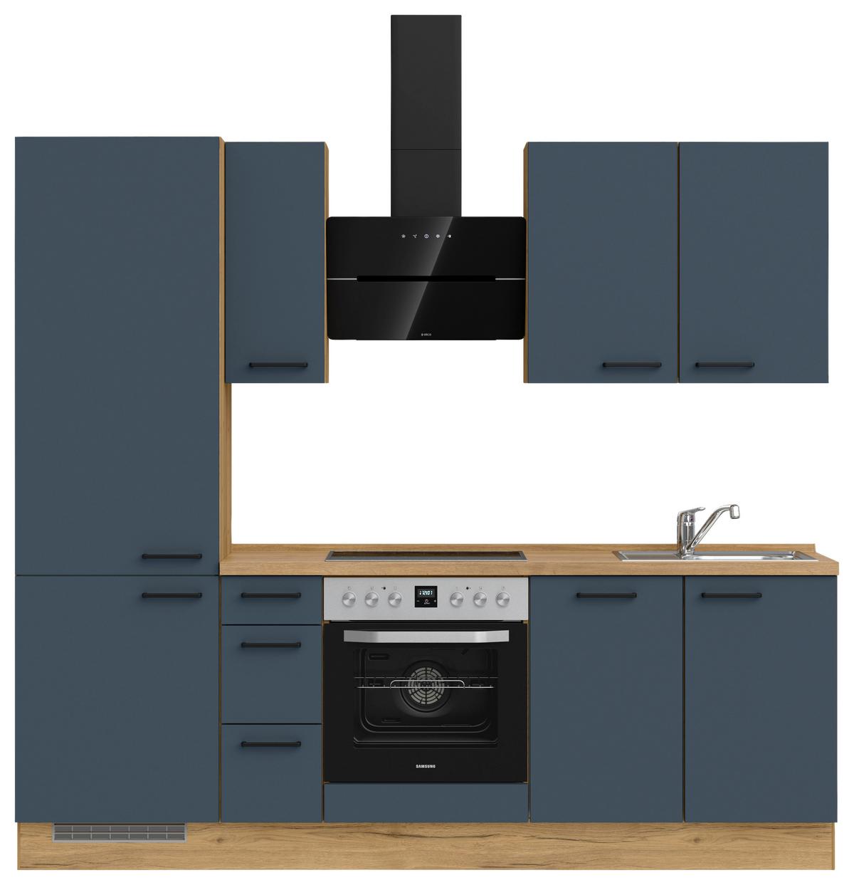 Küchenleerblock Easytouch High-Line, H2 Links - Blau/Eichefarben, MODERN, Holzwerkstoff (240cm) - Nobilia