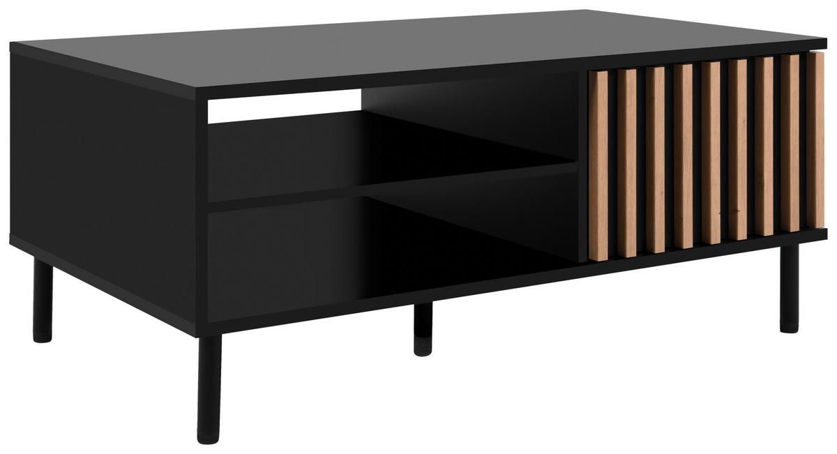 Couchtisch Monza 55a - Schwarz/Eiche Artisan, Design, Holzwerkstoff/Metall (110,5/67/47cm) - Livetastic