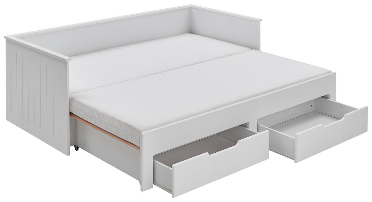 Kihúzható Ágy Clara - bükk/fehér, Basics, faalapú anyag/fa (90/200cm) - P & B