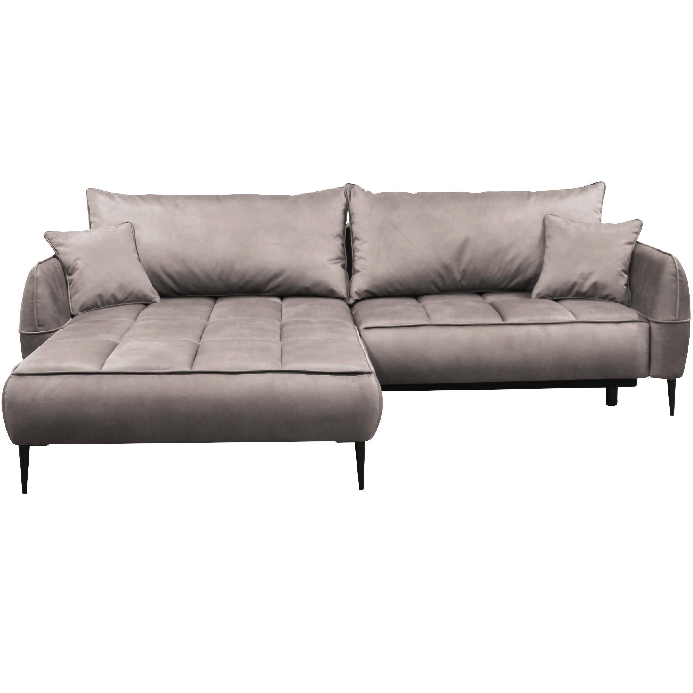 Ecksofa Mit Bettkasten Letto 189x260 Cm Velours Beige - Beige/Schwarz, Design, Textil (189/260cm) - MID.YOU