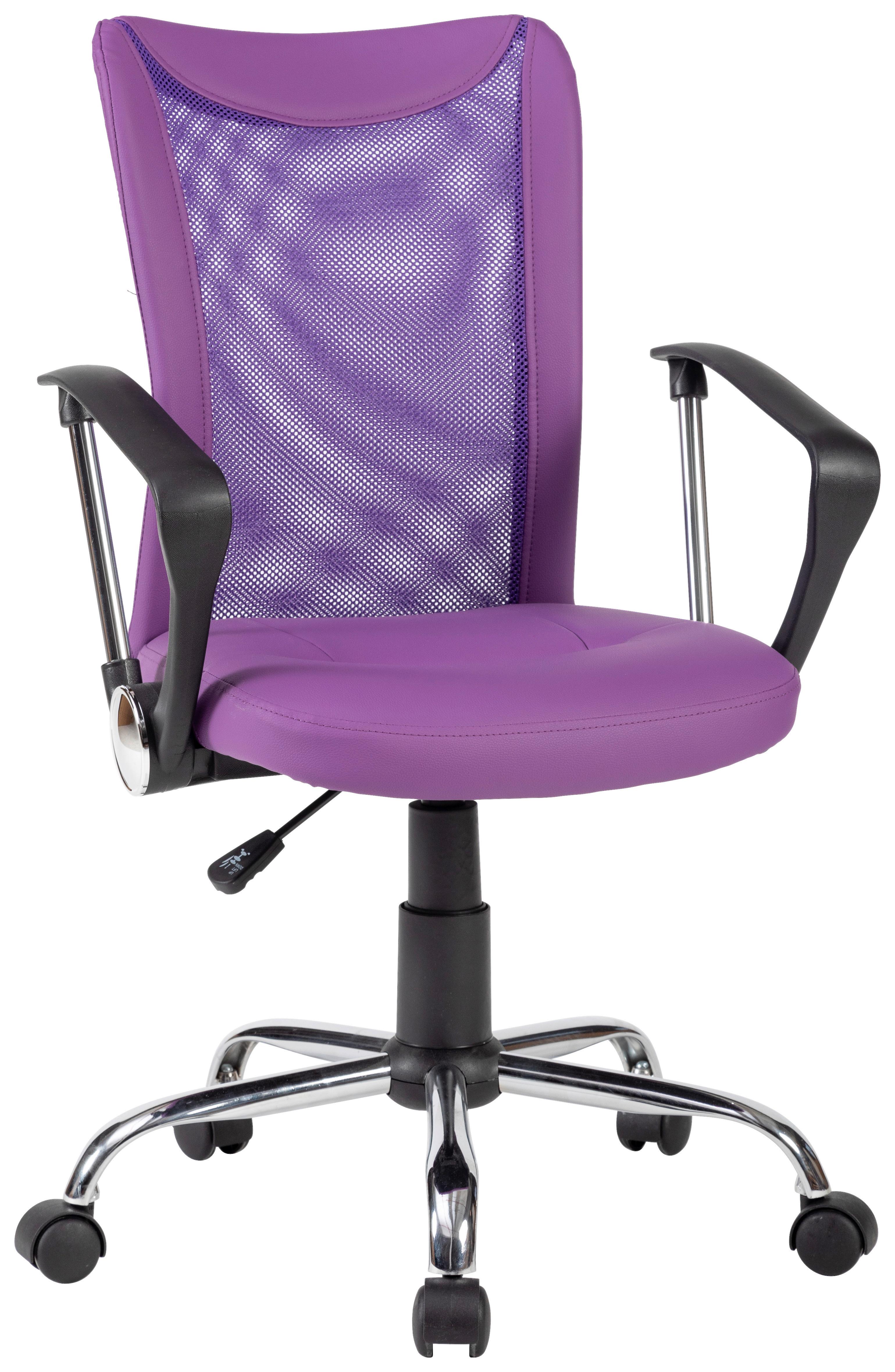 Drehstuhl Vanessa Lila/Schwarz/Chrom B: 56 cm - Chromfarben/Lila, Trend, Kunststoff/Textil (56/99/56cm)