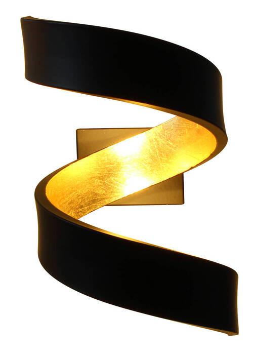 LED-Wandleuchte Helix 2-Flammig Spiralförmig - Goldfarben/Schwarz, Design, Metall (17/10/13cm)