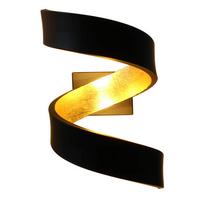 Led-wandleuchte Helix 2-Flammig Spiralförmig - Goldfarben/Schwarz, Design, Metall (17/10/13cm)