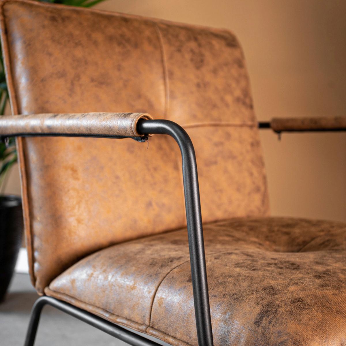 Sessel Bilbao - Cognac/Schwarz, MODERN, Textil/Metall (65/80/68cm) - MID.YOU
