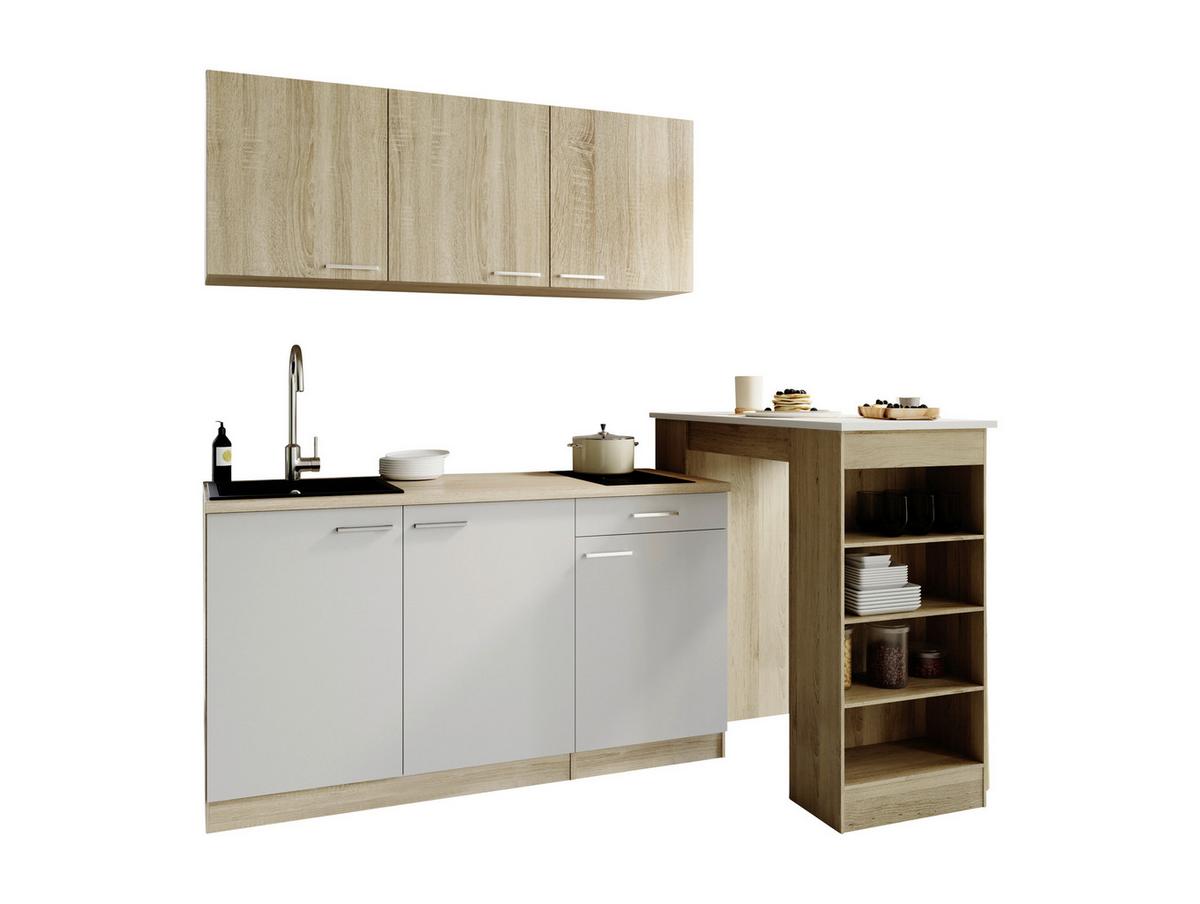 MINIKÜCHE Weiß/Eichefarben B: 150cm - Eichefarben/Weiß, Design, Holzwerkstoff (150cm) - Respekta