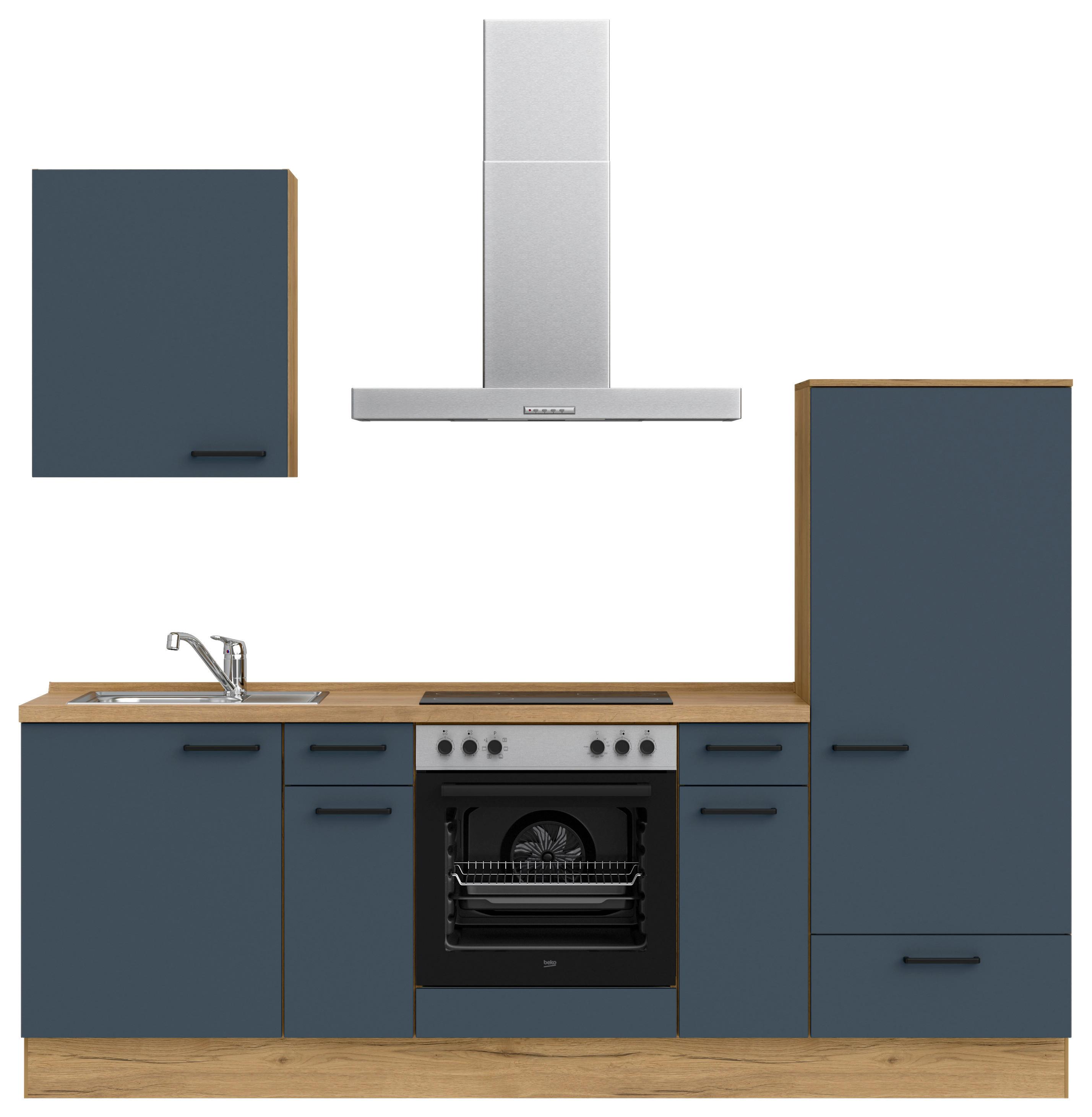 Küchenleerblock Easytouch Low-Line, L2 Rechts - Blau/Eichefarben, MODERN, Holzwerkstoff (240cm) - Nobilia