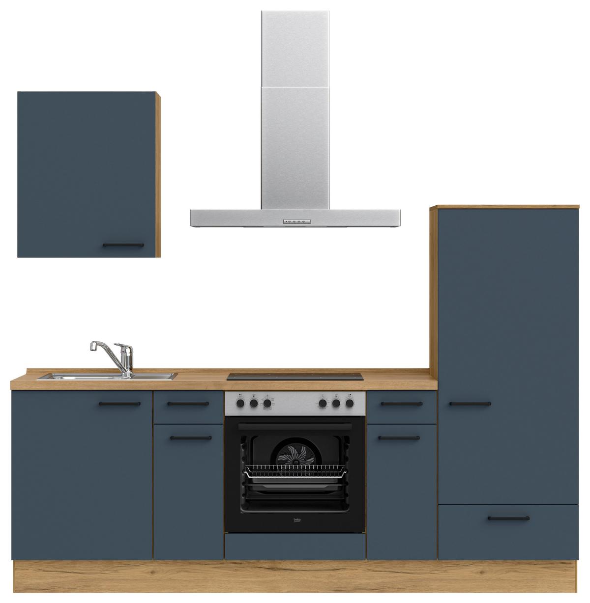 Küchenleerblock Easytouch Low-Line, L2 Rechts - Blau/Eichefarben, MODERN, Holzwerkstoff (240cm) - Nobilia