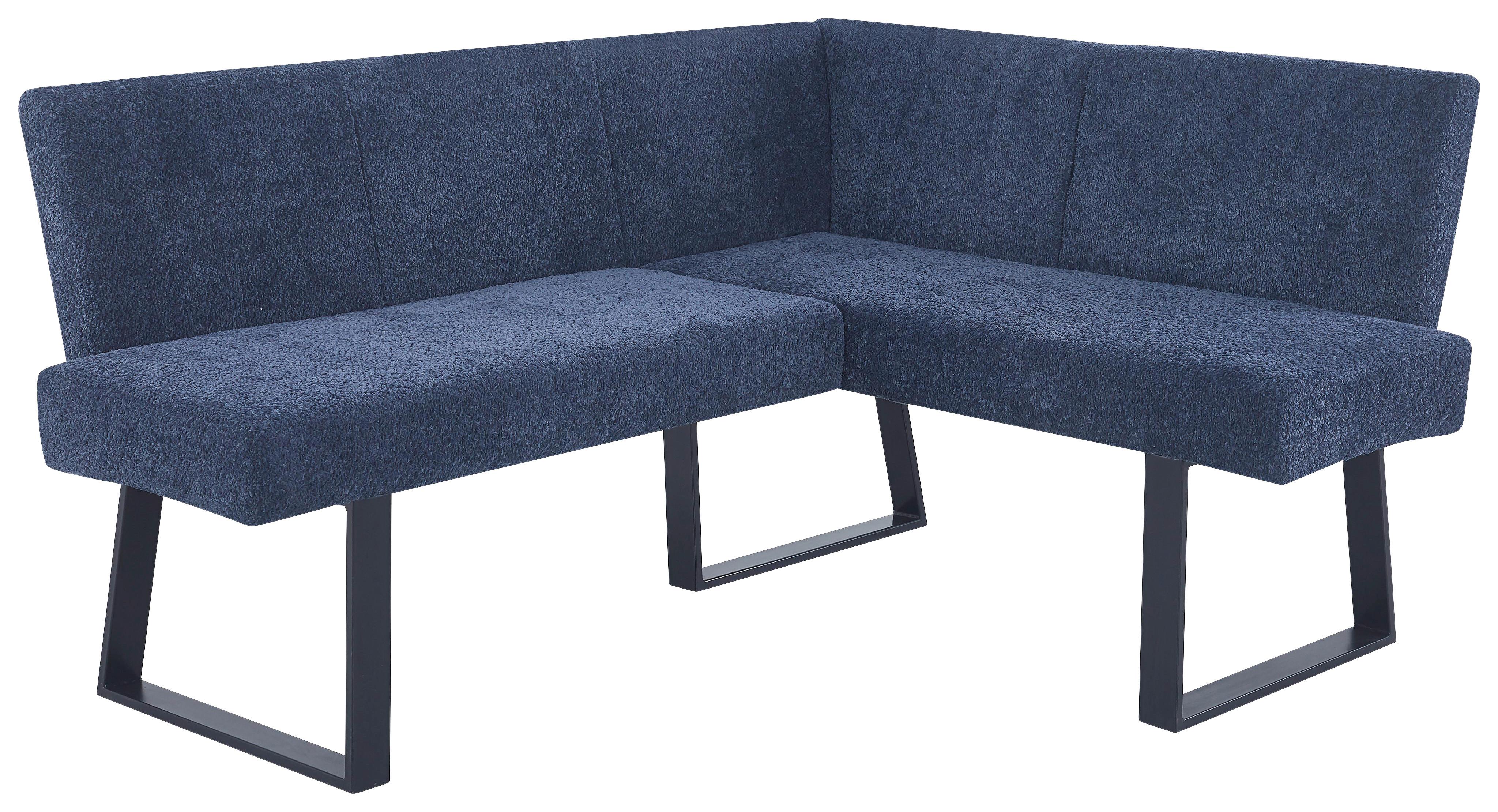 Eckbank Terri Dunkelblau, S: 160x130 Cm - Schwarz/Dunkelblau, KONVENTIONELL, Textil/Metall (160/130cm) - MID.YOU