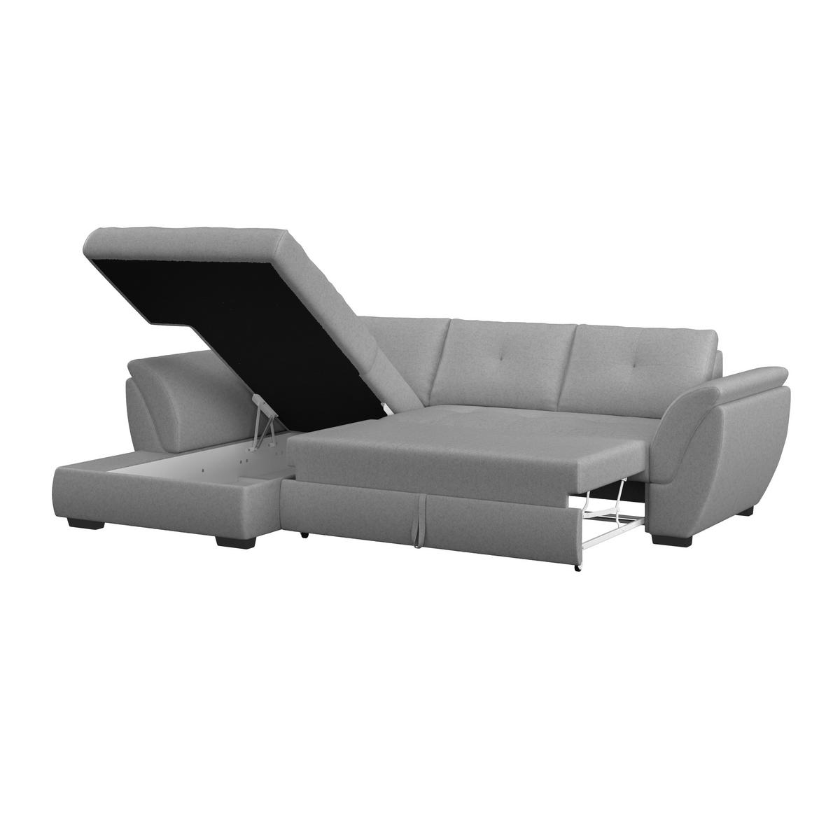 Ecksofa mit Schlaffunktion + Bettkasten Berisso Webstoff - Schwarz/Grau, Design, Textil (187/278cm) - Ondega