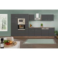 Küchenzeile ohne Geräte B: 370 cm Grau/Eiche Dekor - Eichefarben/Grau, Basics, Holzwerkstoff (370cm) - Respekta