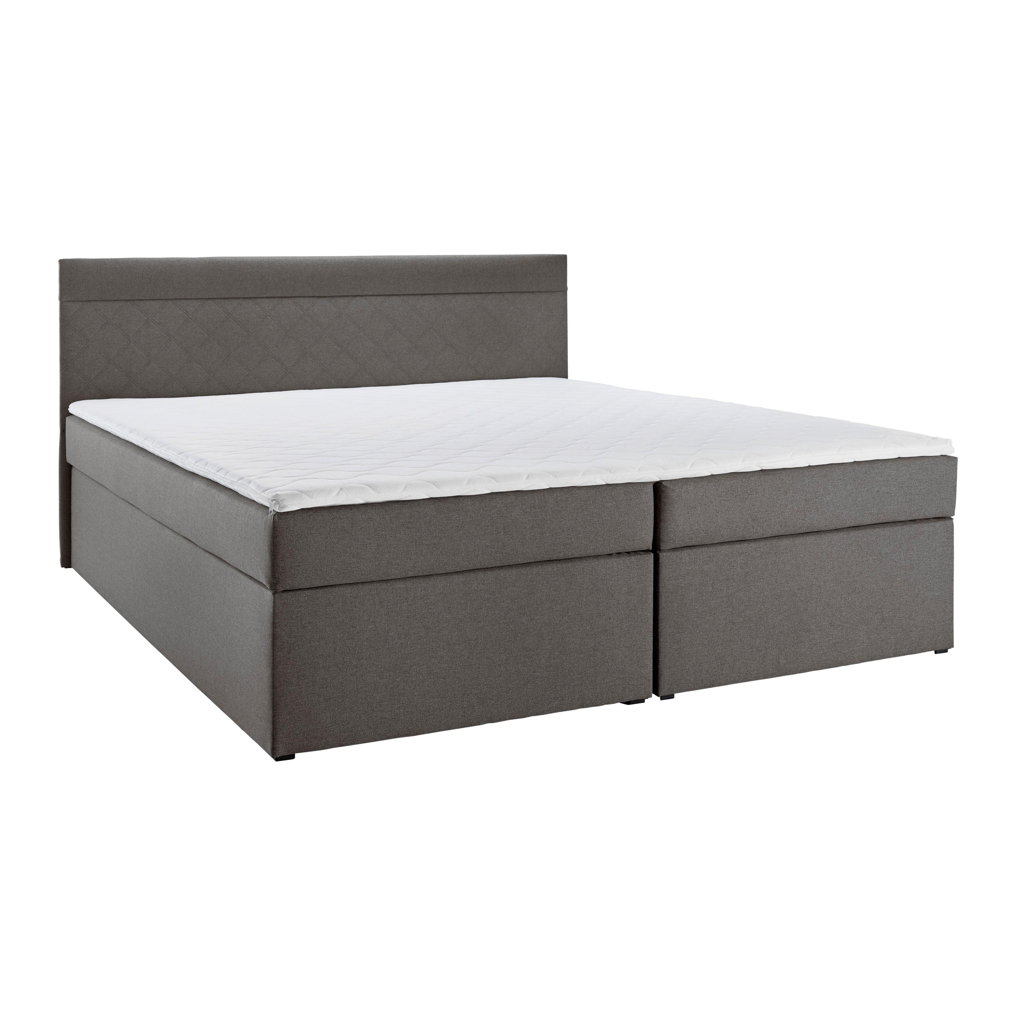 Boxspring posteľ s topperom Rosa, 180x200 cm, tmavosivá - čierna/sivá, Modern, drevo/kompozitné drevo (180/200cm) - Bessagi Home