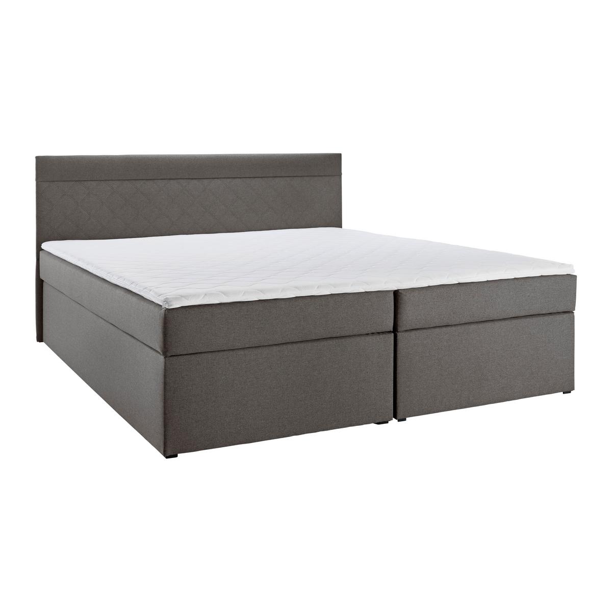 Boxspring posteľ s topperom Rosa, 180x200 cm, tmavosivá - čierna/sivá, Modern, drevo/kompozitné drevo (180/200cm) - Bessagi Home
