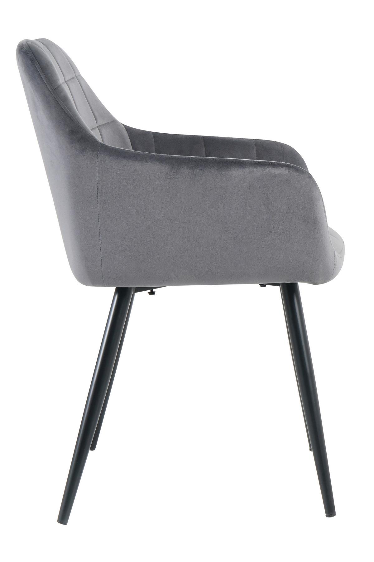 Armlehnstuhl-set Samt Anthrazit, B: 59cm - Anthrazit/Schwarz, Design, Textil/Metall (59/83/62cm) - Livetastic