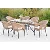 Gartentischgruppe Ravenna 7--teilig., Kunststoff+sitzkissen - Beige/Graphitfarben, KONVENTIONELL, Glas/Kunststoff - Gardenson