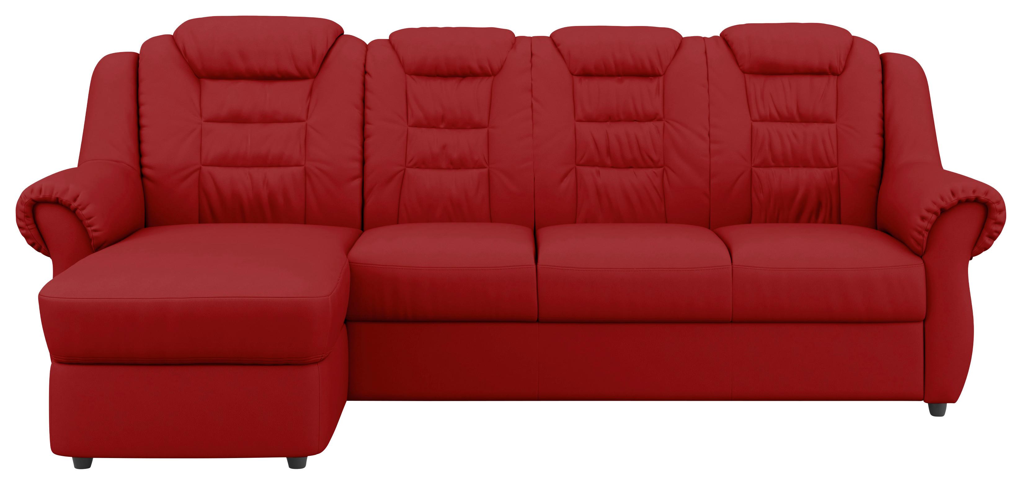 Ecksofa Boston Rot Lederlook - Rot/Schwarz, KONVENTIONELL, Textil (165/262cm) - Livetastic