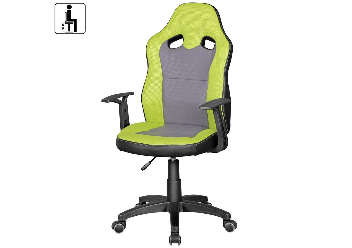 Otočná židle pro dítě Speedy šedá/zelená - šedá/černá, Moderní, textil/plast (60/102/60cm) - MID.YOU