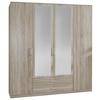 Drehtürenschrank Mit Spiegel 180cm Osaka, Sägerau Dekor - Eichefarben, KONVENTIONELL, Glas/Holzwerkstoff (180/199/58cm) - MID.YOU