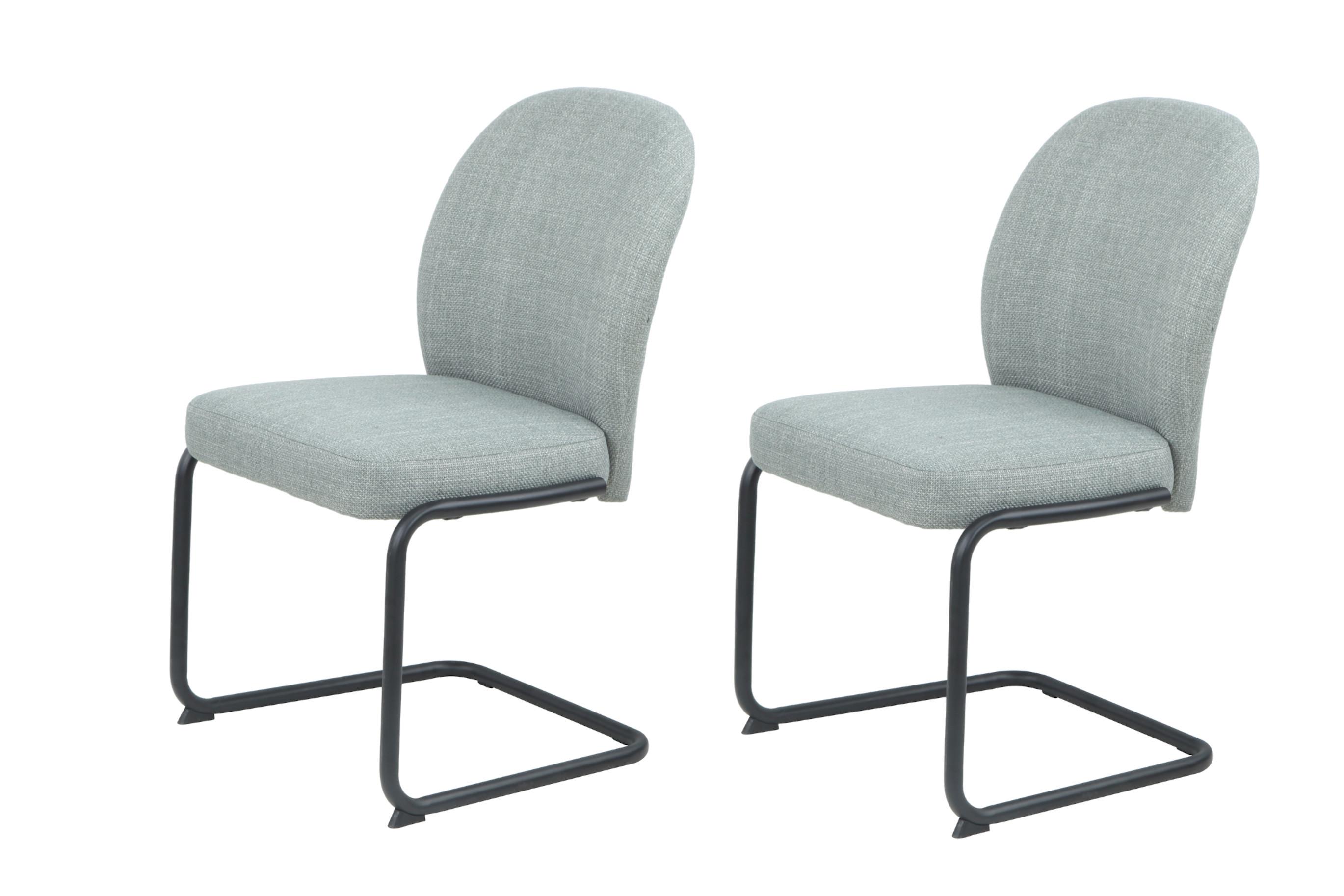 Schwingstuhl-Set Karen II S 2er-Set - Schwarz/Mintgrün, MODERN, Textil/Metall (53/90/62cm) - MID.YOU