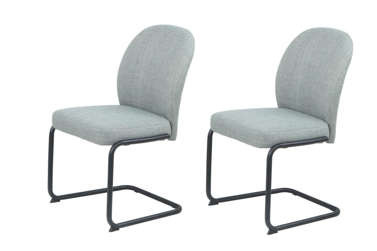 Schwingstuhl-Set Karen II S 2er-Set - Schwarz/Mintgrün, MODERN, Textil/Metall (53/90/62cm) - MID.YOU