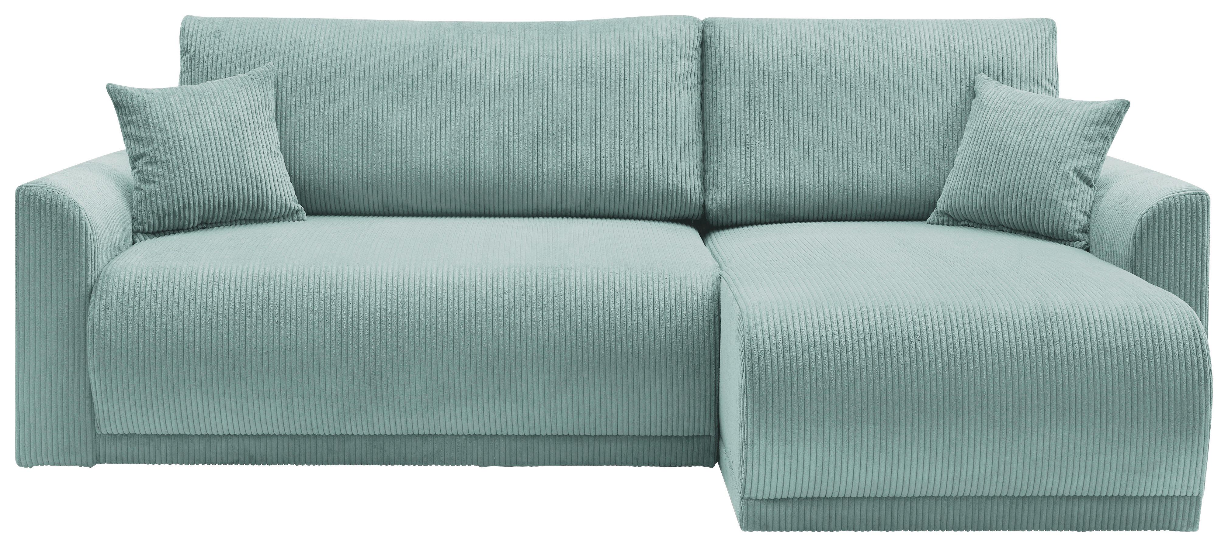 Rohová sedačka KIM L146, obojstr., mätovozel. menčester - mätovozelená, Modern, drevo (233/146cm)
