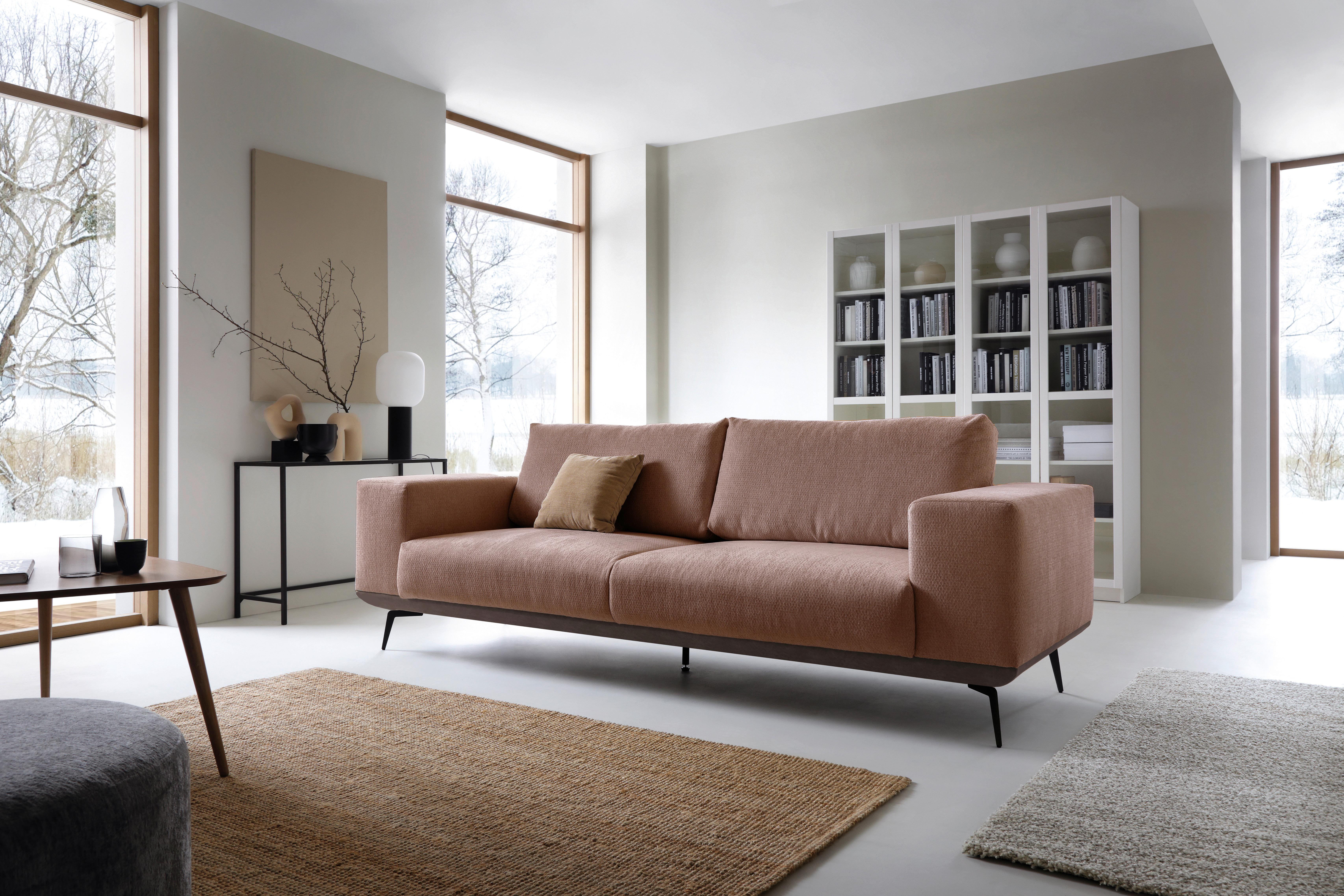 Dvoumístná pohovka ALBERO, bordová - bordeaux/černá, Design, kov/dřevo (260/87/95cm) - MID.YOU