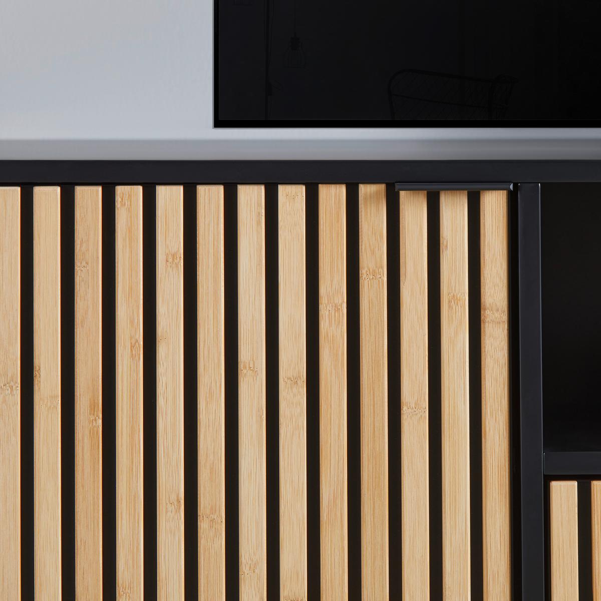 TV komoda MADRID - černá/barvy dubu, Moderní, kov/dřevo (143/60/40cm) - Mömax