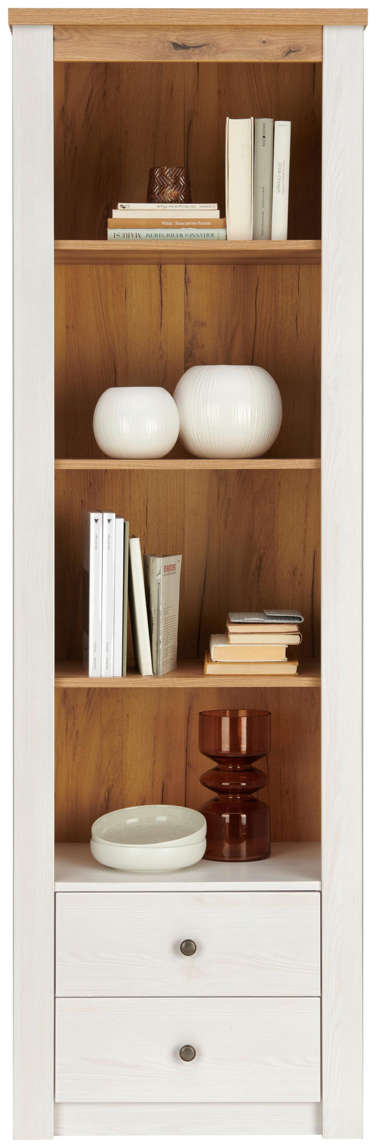 Bücherwand Rovigio Weiß, Lärche Dekor B: 62 Cm - Lärchefarben/Weiß, KONVENTIONELL, Holzwerkstoff (62/196,5/42cm) - Landscape