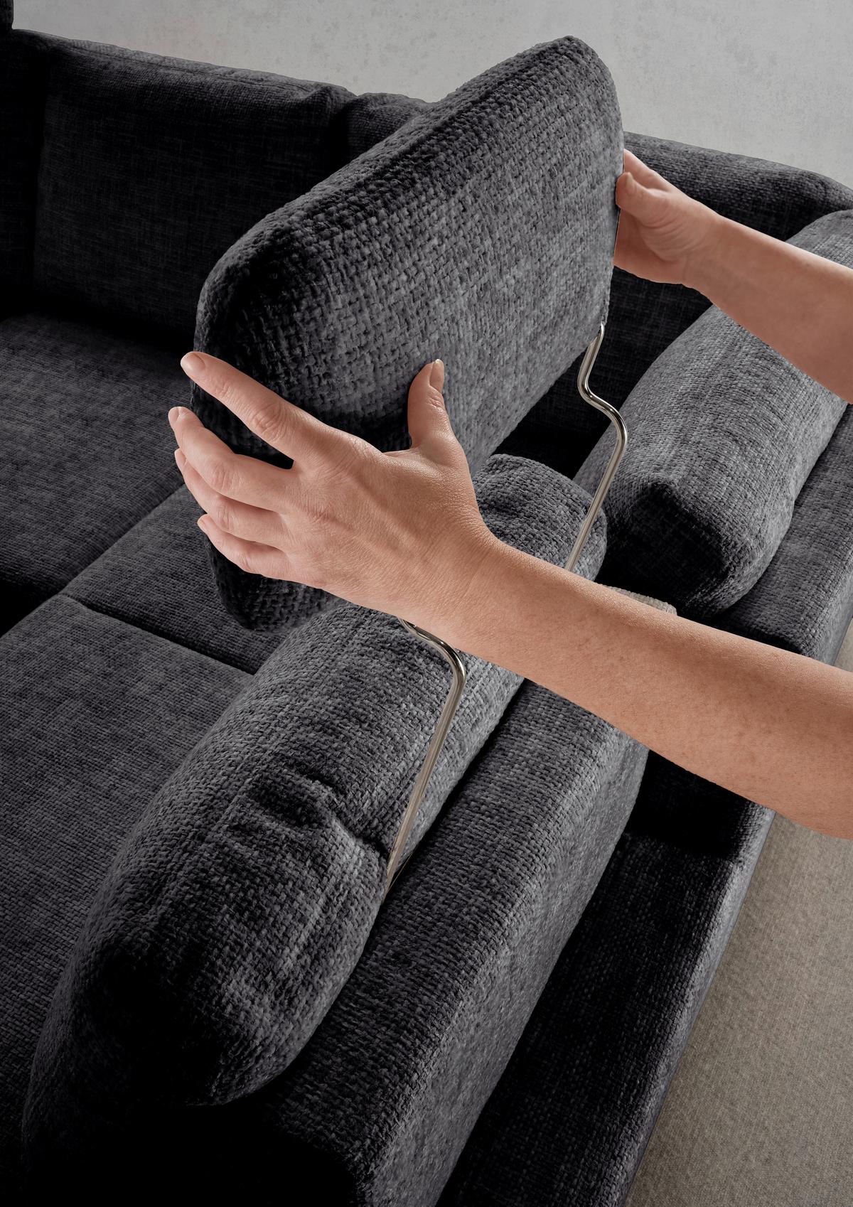 Eckschlafsofa Positano Schwarz S: 265x206 Cm - Wildeiche/Schwarz, MODERN, Textil (265/206cm) - Livetastic