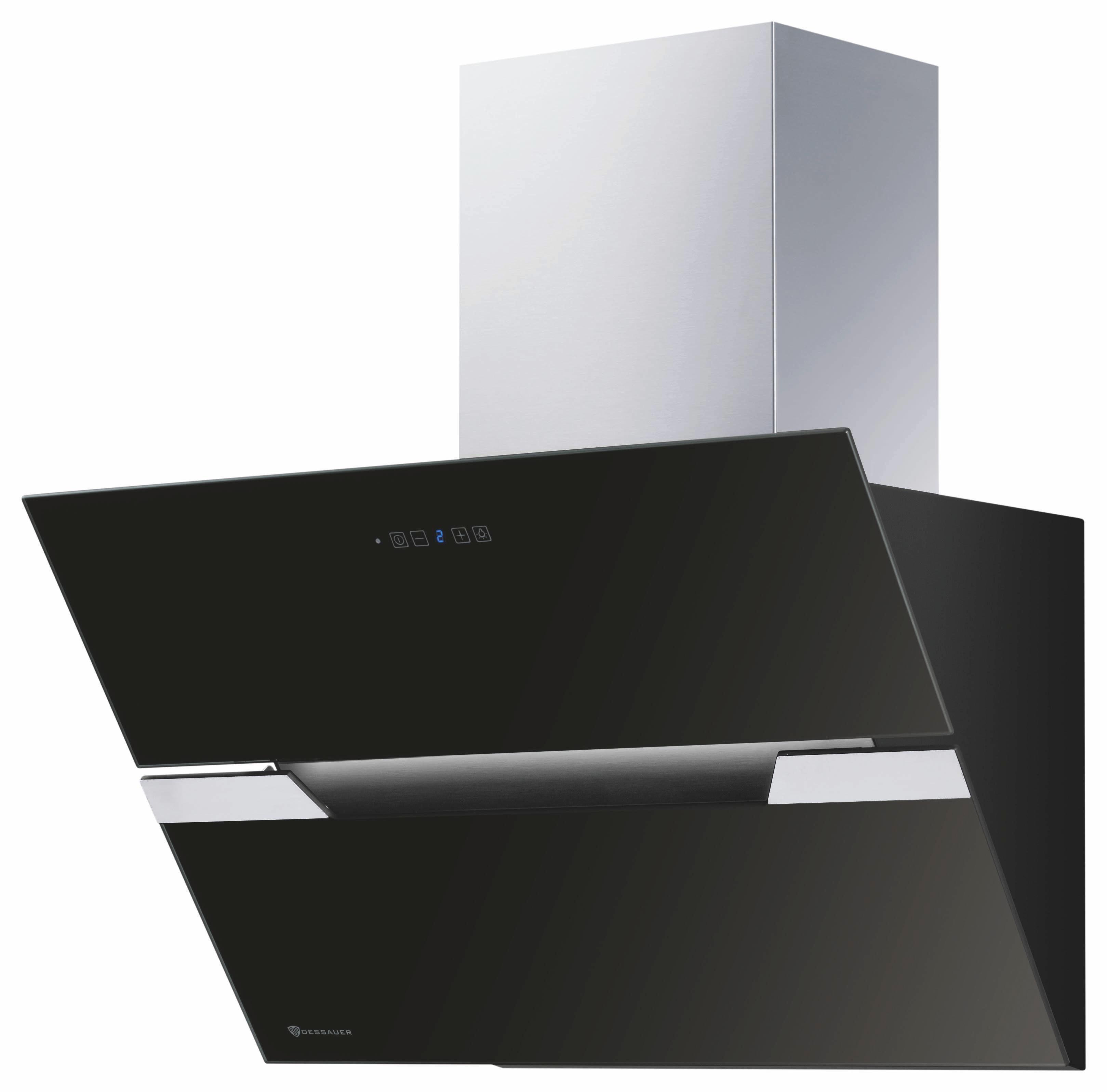 Dunstabzugshaube Carina 90s - Edelstahlfarben/Schwarz, MODERN, Glas/Metall (90cm) - Dessauer