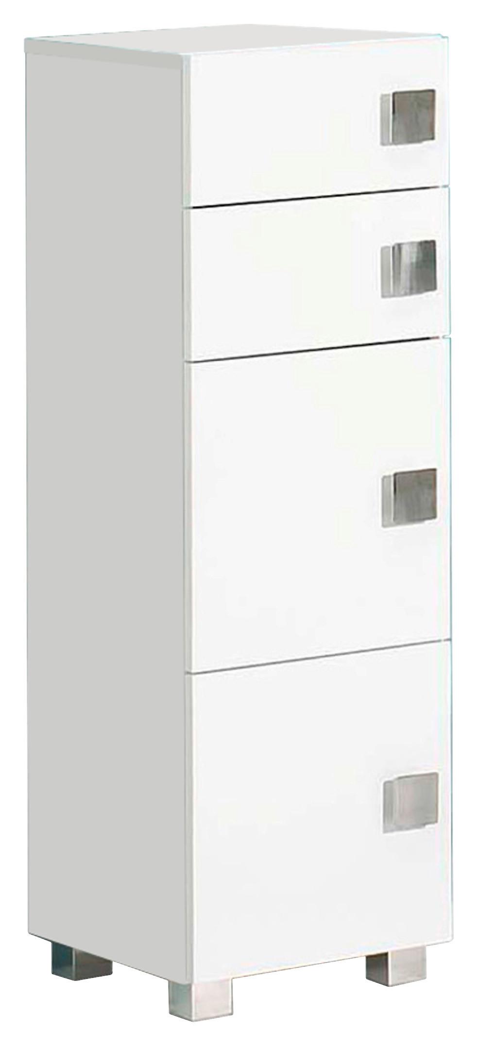 Unterschrank Mit 2 Laden Quadra B: 33 cm Weiß - Chromfarben/Weiß, MODERN, Holzwerkstoff (33/101,5/34,5cm) - MID.YOU