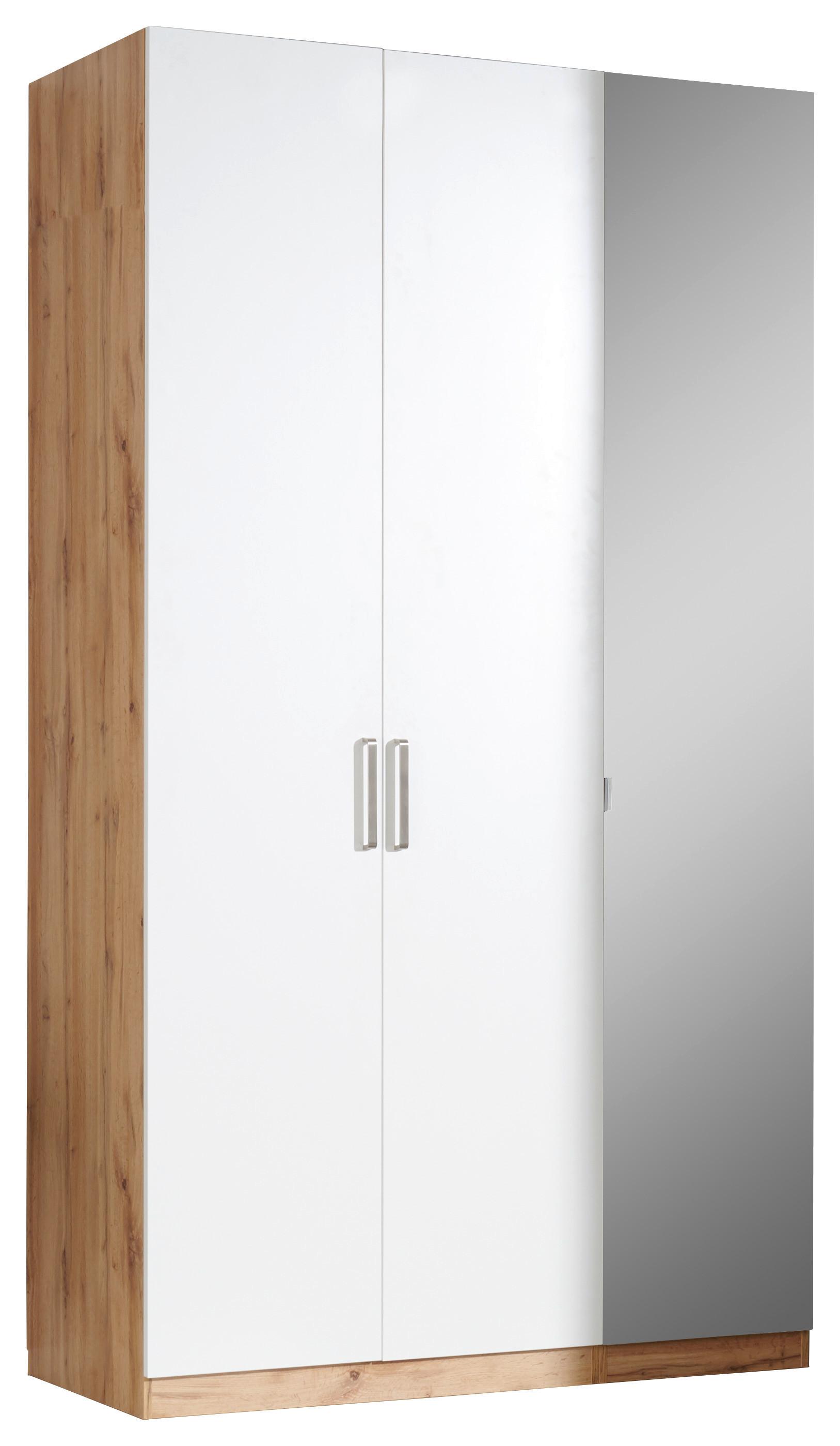 Skriňa So Zrkadlom Unit Bez Vybavania, Š. 136,7 Cm - farby ušľachtilej ocele/dub wotan, Moderný, kompozitné drevo/plast (136,7/210/58,3cm) - Ondega