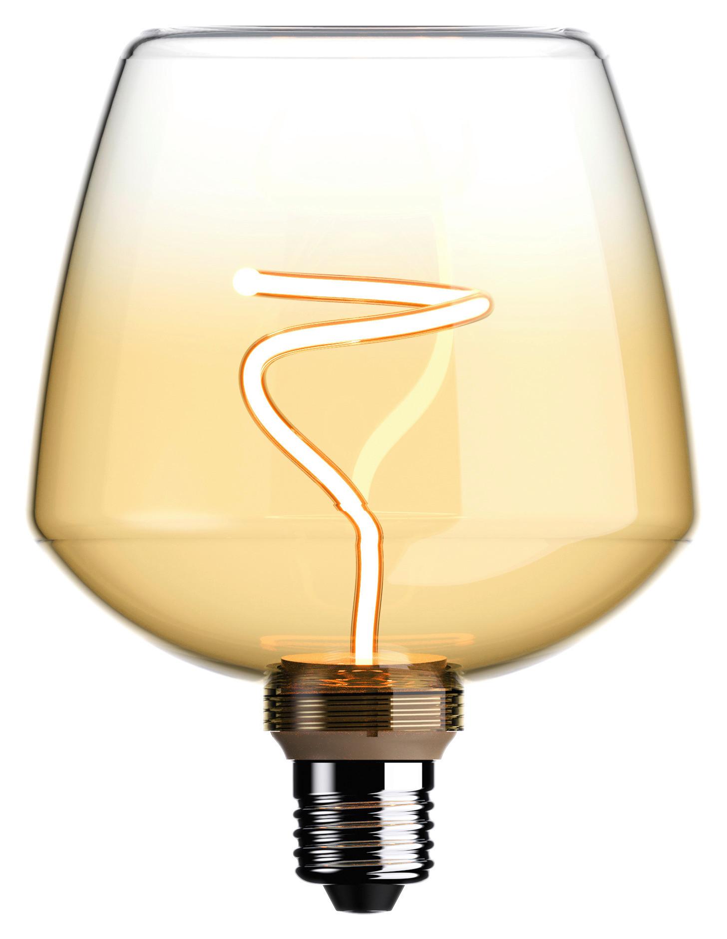 Led Izzó E27 - borostyánszínű/átlátszó, Modern, Üveg/fém (12,3/16,3cm)