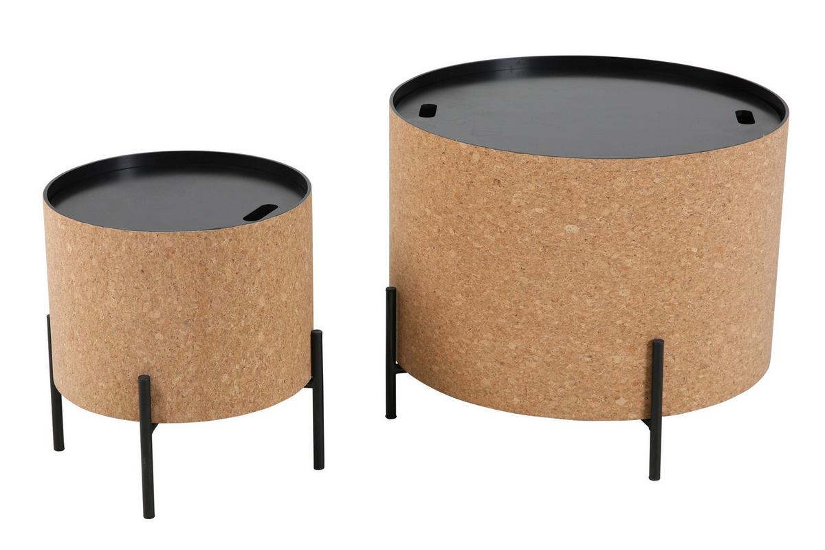 Couchtischset Naturfarben/schwarz B: 63 Cm - Schwarz/Naturfarben, Design, Holz/Holzwerkstoff (63-41,5/63-41,5/48,5-36,5cm) - Livetastic