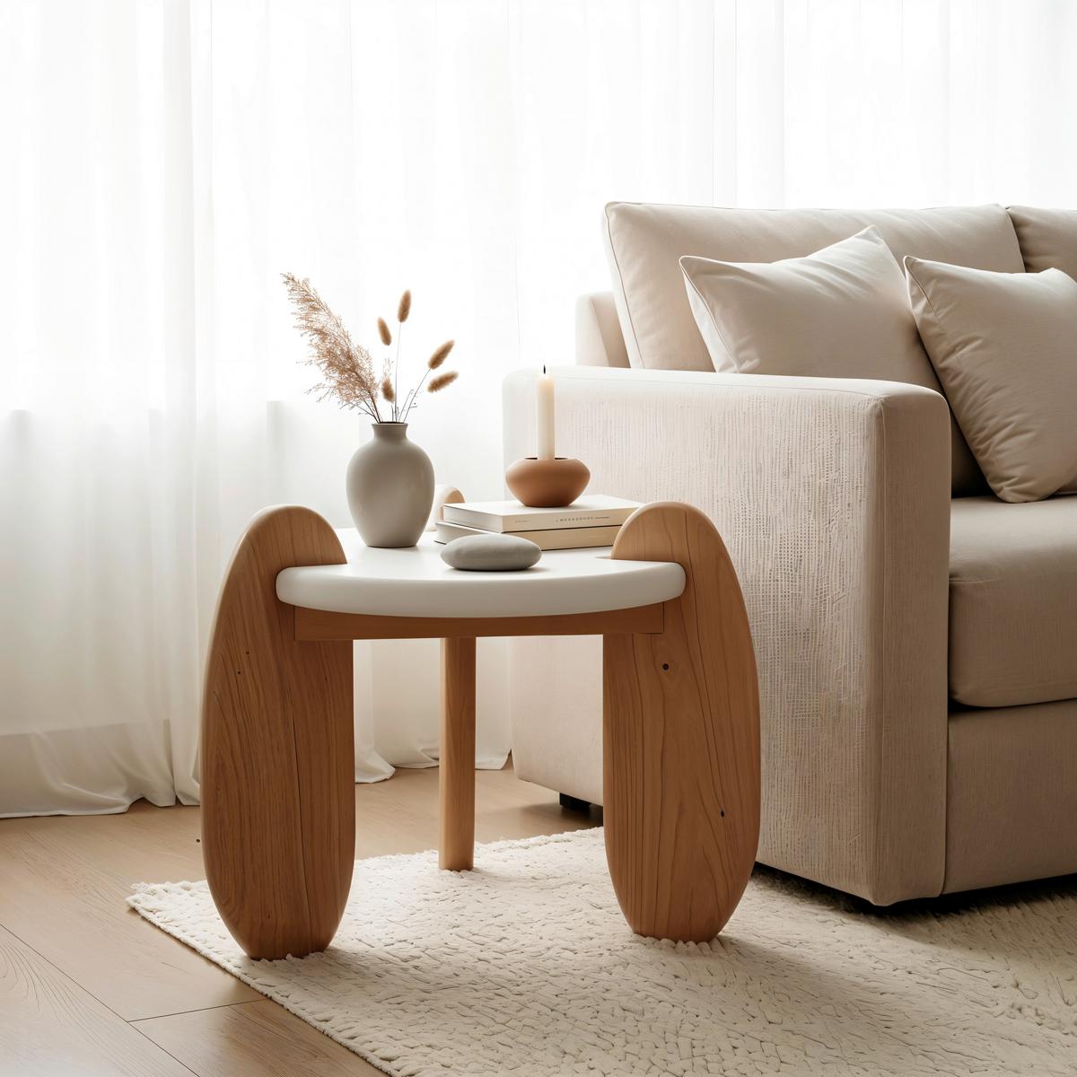 Beistelltisch Naturfarben/Weiß B: 50 cm - Naturfarben/Weiß, Design, Holz/Holzwerkstoff (50/50/50cm) - MID.YOU