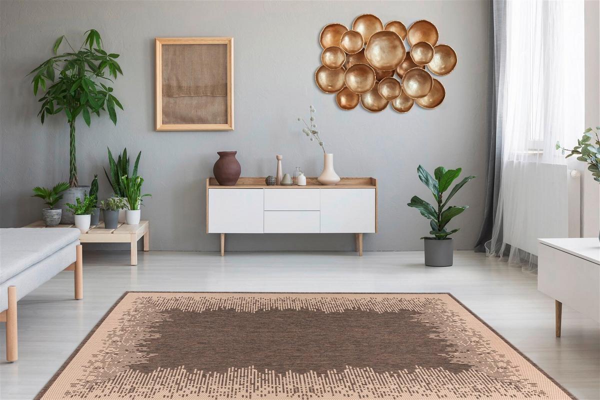 Flachwebteppich Splash 900 Braun/Creme, 160x230 cm - Creme/Braun, KONVENTIONELL, Textil (160/230cm)
