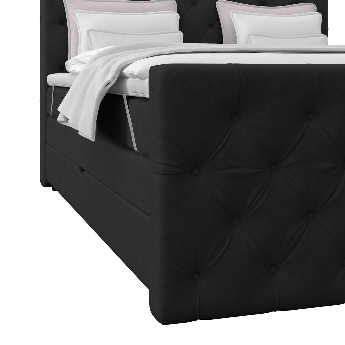 Boxspringbett Elio Schwarz 180x200 cm H2 - Beige/Schwarz, ROMANTIK / LANDHAUS, Textil (180/200cm) - James Wood