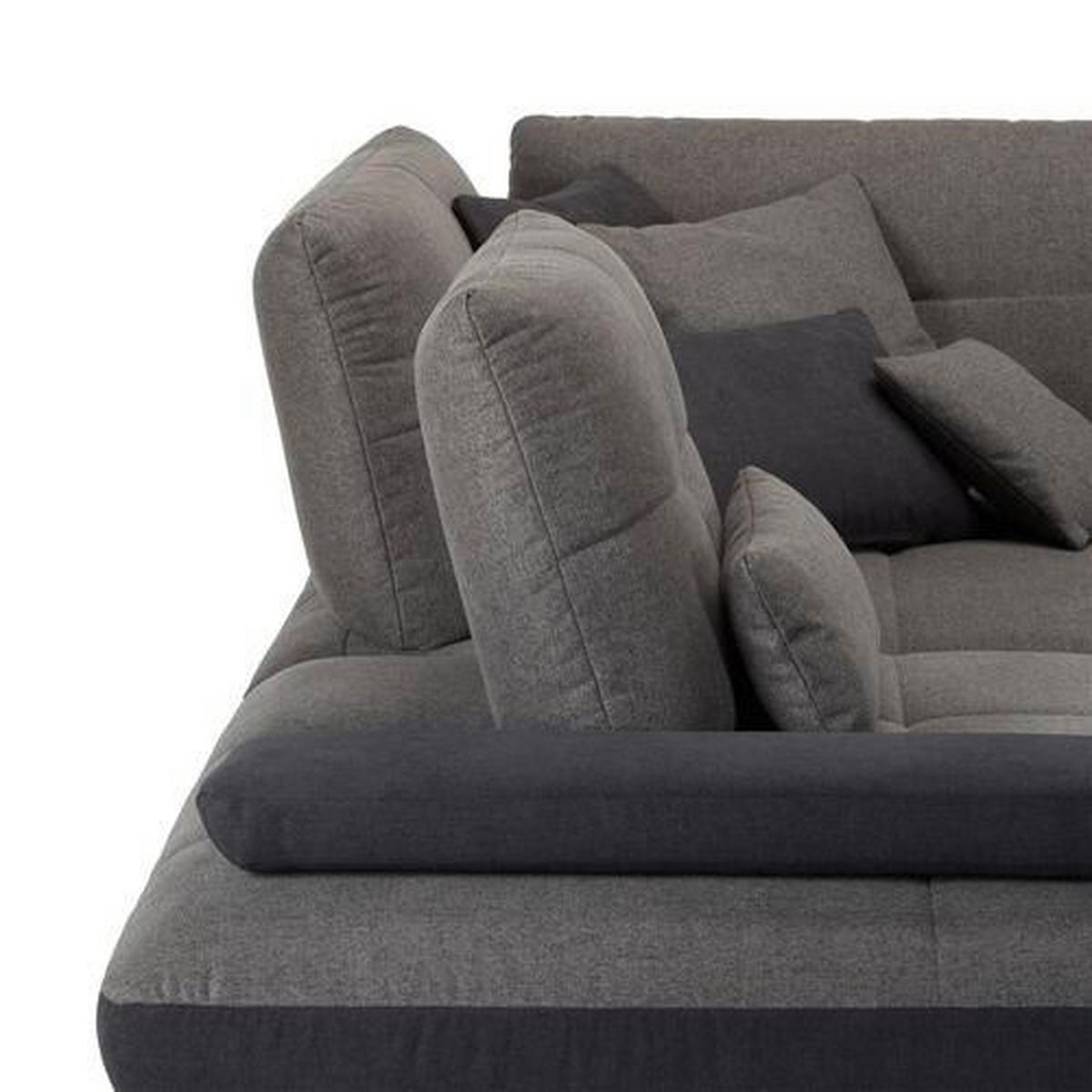 TRENDY, levá, antracitová, s 3 bederními polštáři - černá/tmavě šedá, Moderní, kov/kompozitní dřevo (250/310cm) - Premium Living