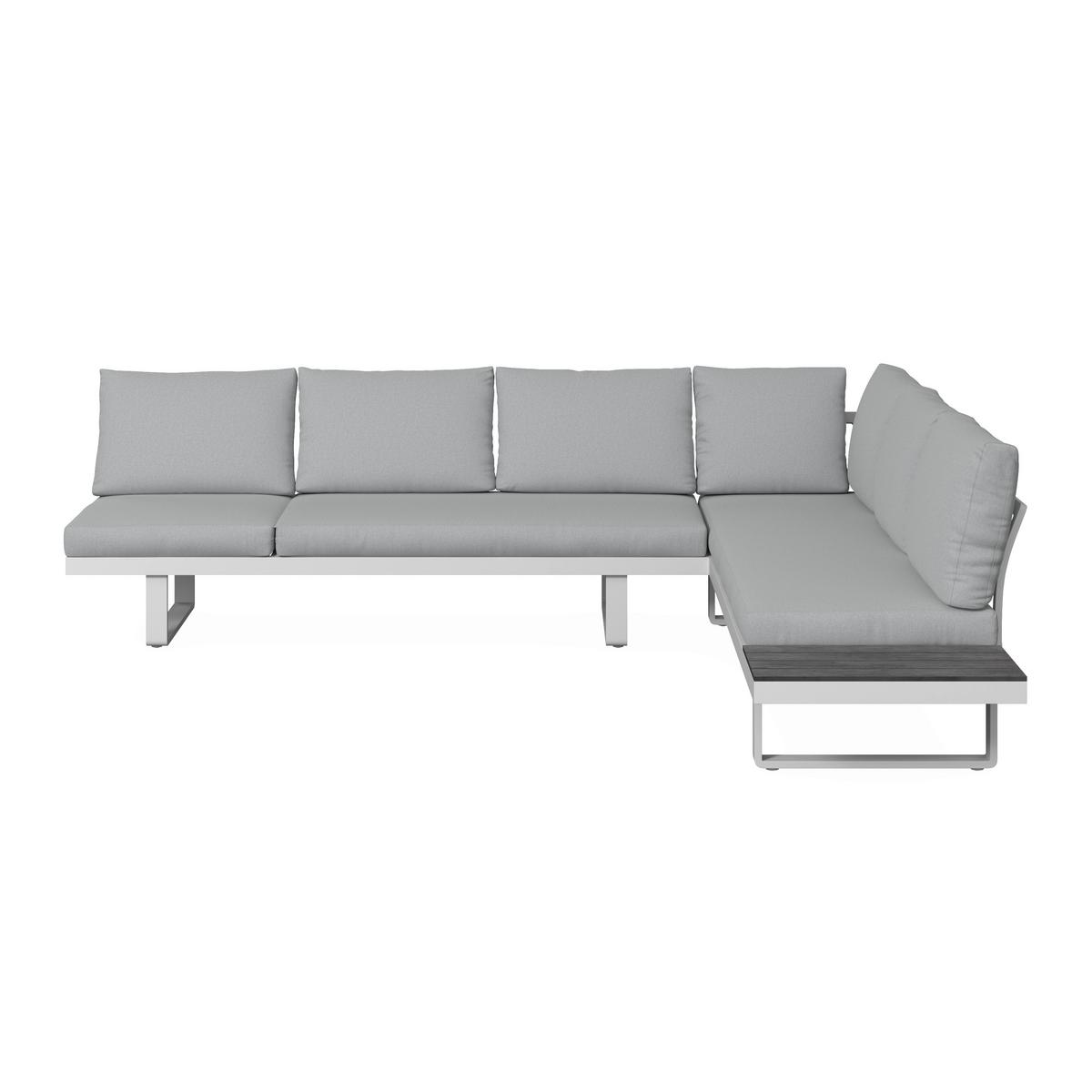 JEDÁLENSKÁ TERASOVÁ SÚPRAVA LEANDRA - biela/svetlosivá, Modern, kov/textil (288/253cm) - Bessagi Garden