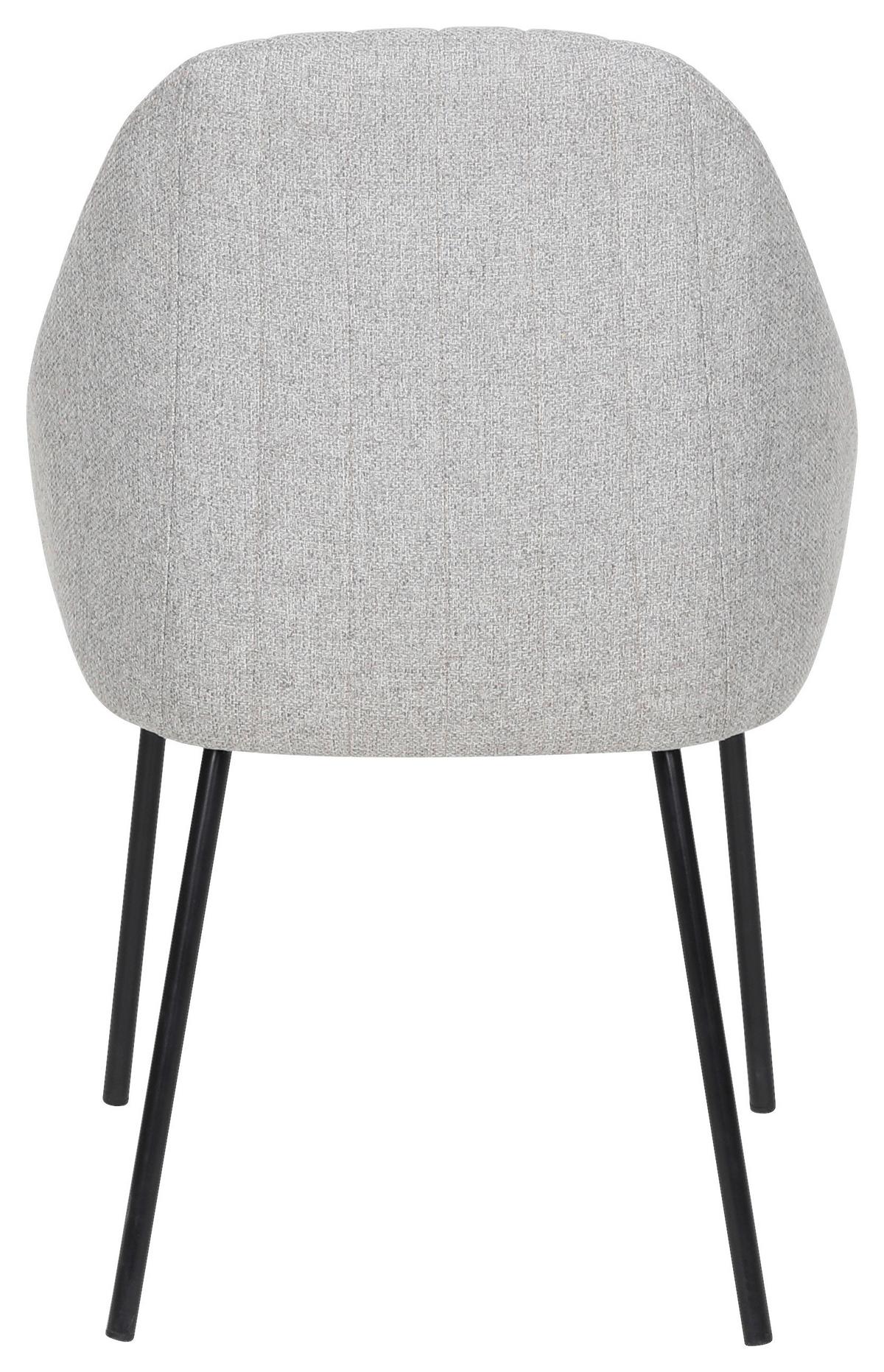 Armlehnstuhl Ester Leinenoptik Grau B: 55 cm - Schwarz/Grau, MODERN, Textil/Metall (55/87/59cm)